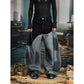 【25s Aug.】Patchwork Spray-Paint Contrast Wide-Leg Scimitar Jeans