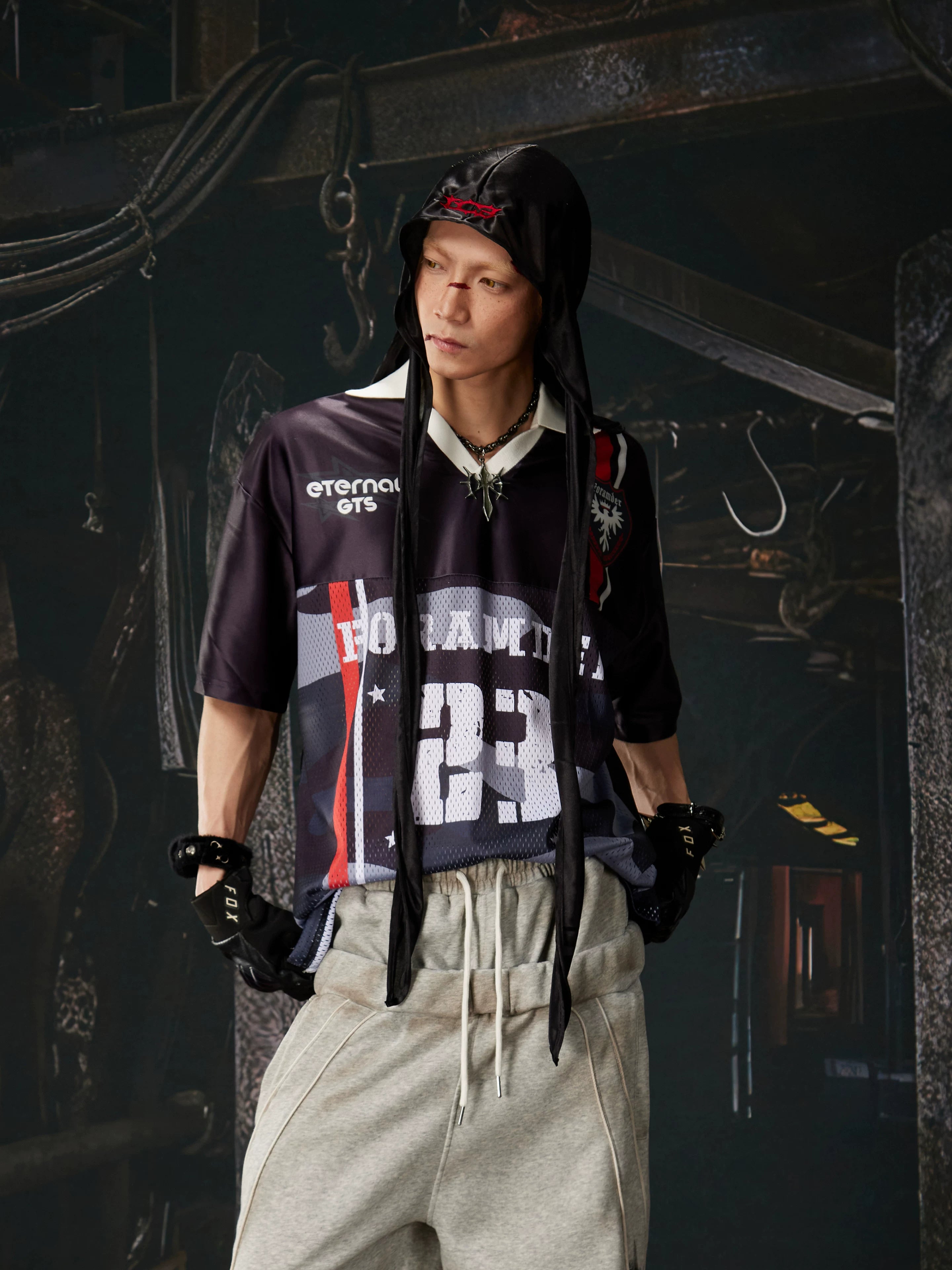 Number Print Contrast Jersey Tee