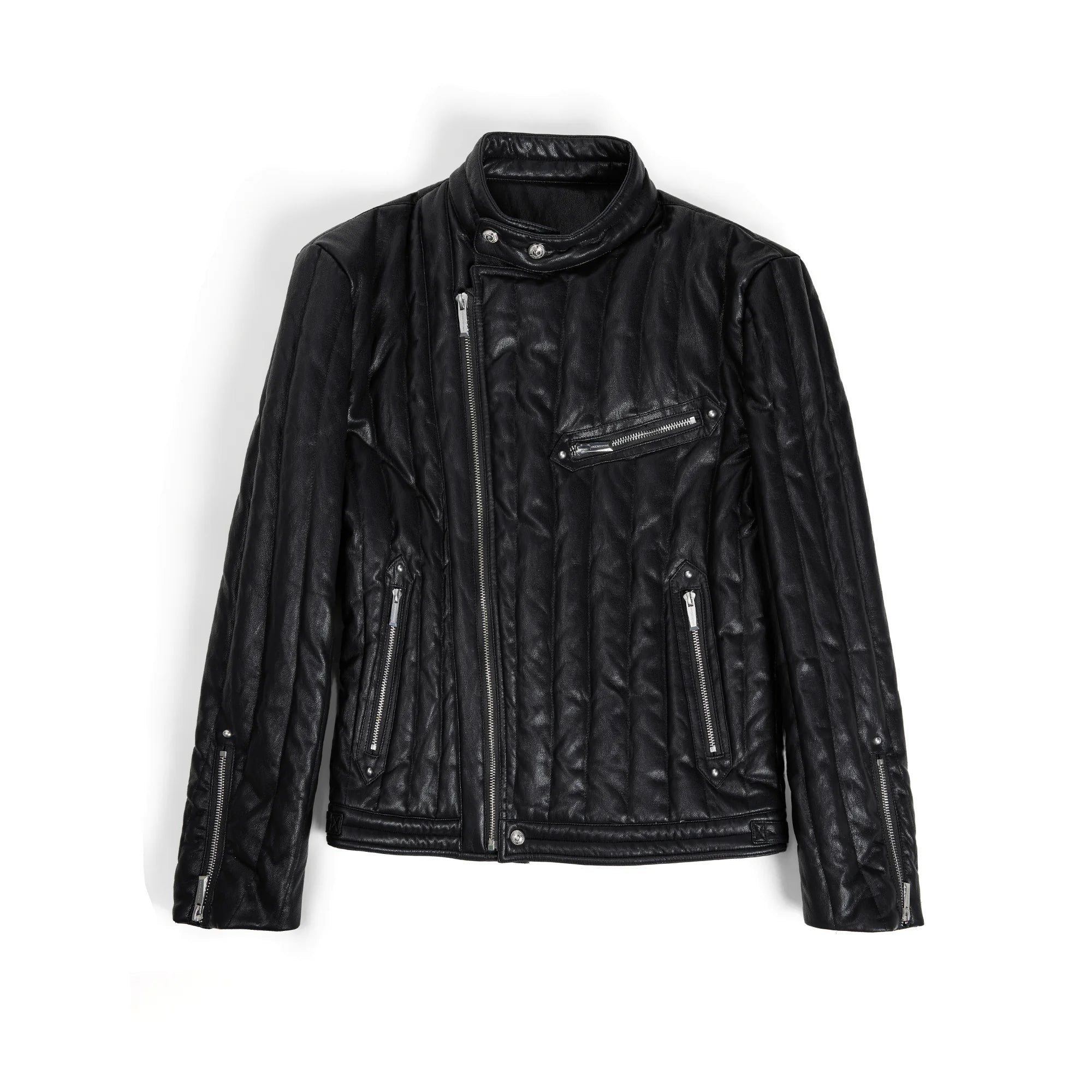 Asymmetric Zip Down Moto Jacket