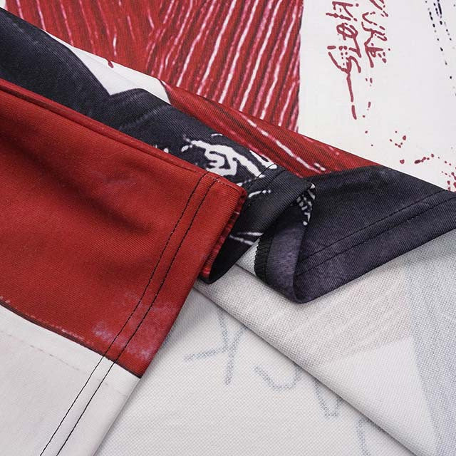 Graffiti Contrast Half-Zip Polo Tee