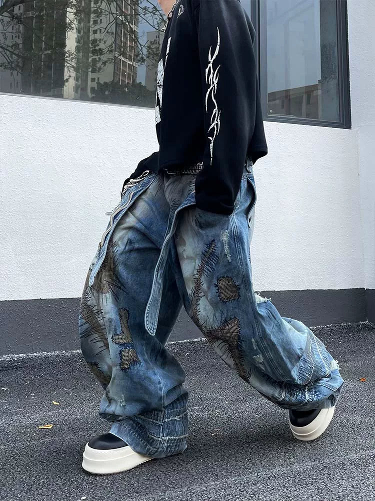 【26s Jan.】Distressed American Vintage Curved Blade Denim Pants