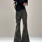 【25s Aug.】Heavy Duty Camouflage Distressed Low Waist Bootcut Jeans