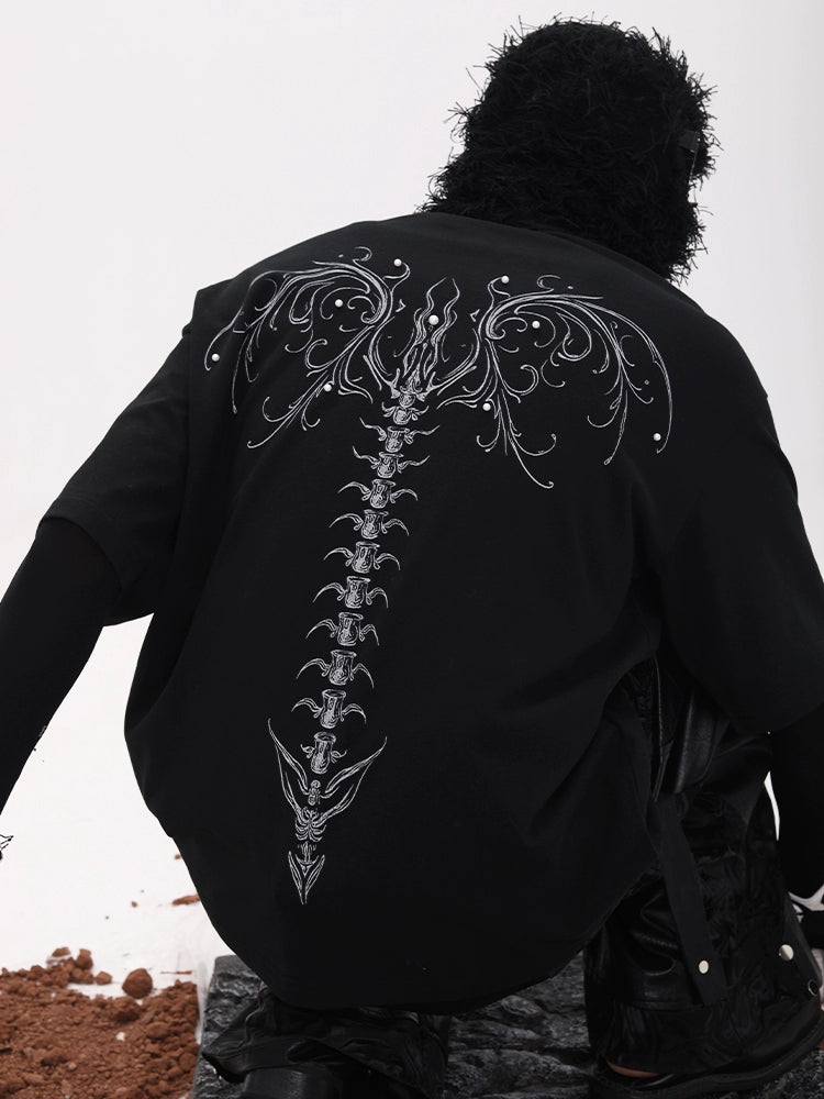 【25s Jul.】Dragon Backbone Graphic Oversized Drop Shoulder Tee