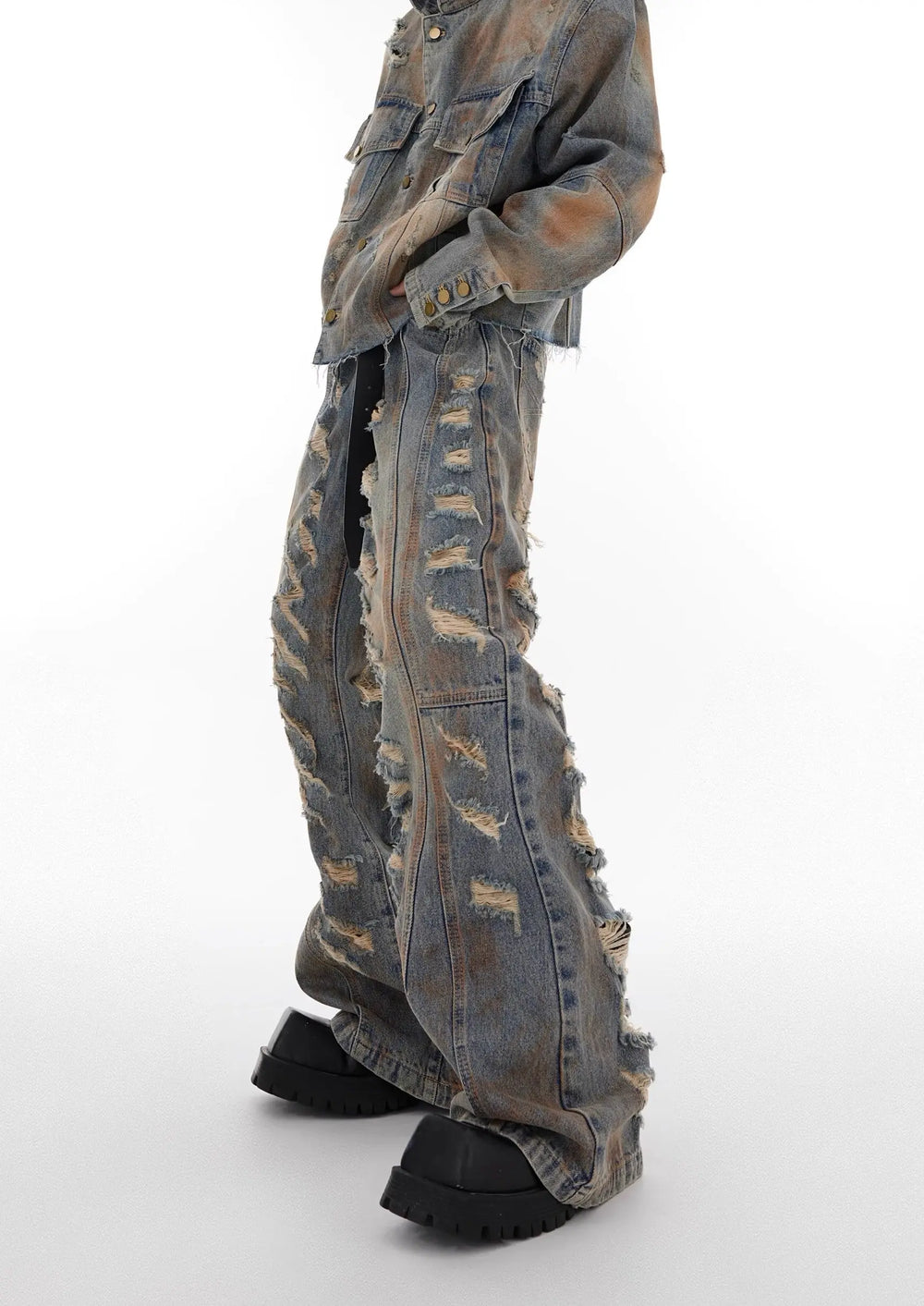 【23s August.】Distressed Denim Jacket Ripped Jeans ArtsKoreanMan