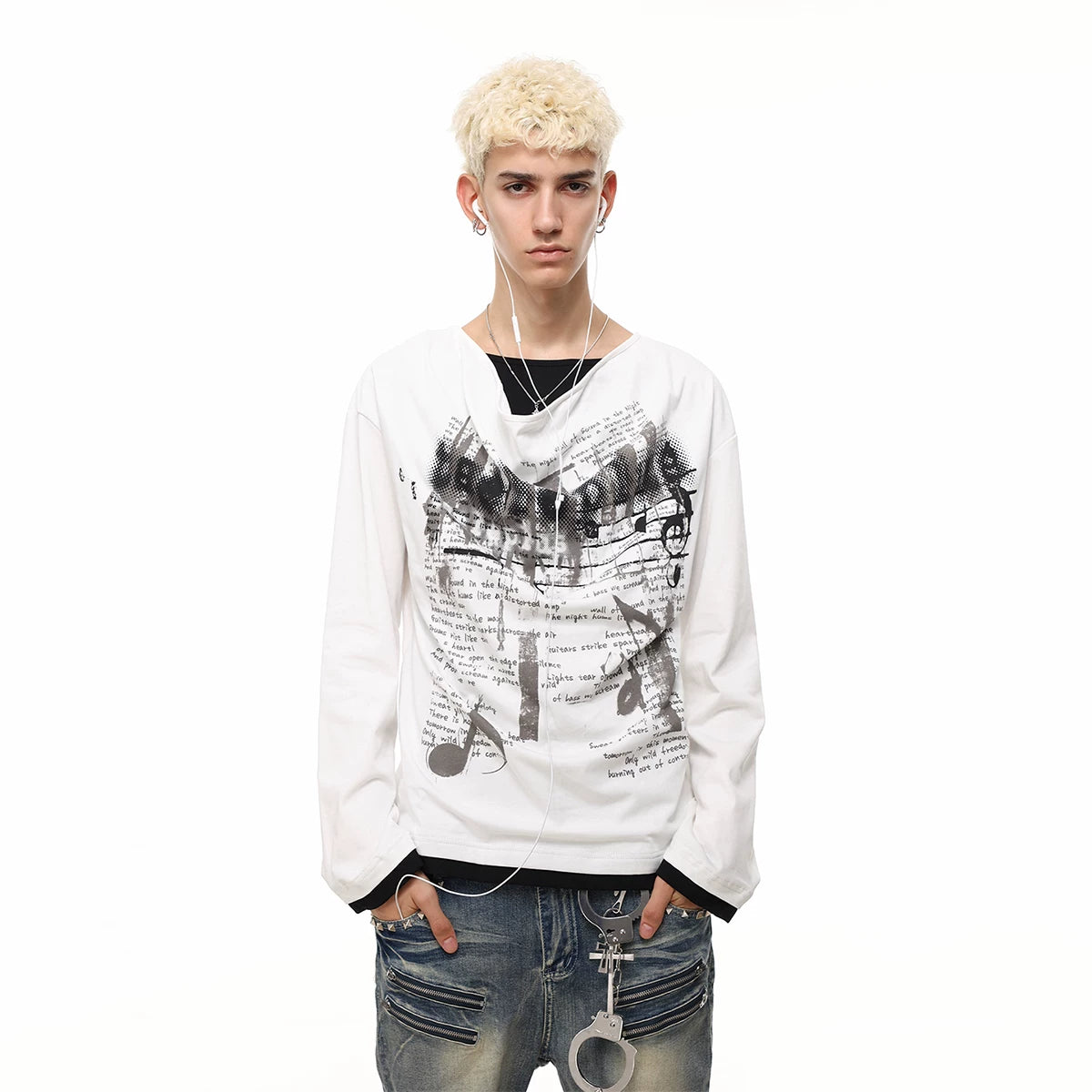 Music Note Layered Long Sleeve Tee