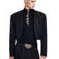 【25s Sep.】Short Rhinestone Collarless Jacket with Padded Shoulders / Trousers
