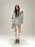 【25s Sep.】Slouchy Fur Collar Cardigan Hoodie