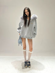 【25s Sep.】Slouchy Fur Collar Cardigan Hoodie