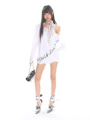 【25s Apr.】Off-shoulder Loose Lettering T-shirt