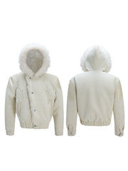 【25s Nov.】Patchwork Color-blocked Faux Mink Fur Hooded Jacket