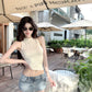 【25s Aug.】White Sleeveless High-Neck Knit Shoulder-Baring Top