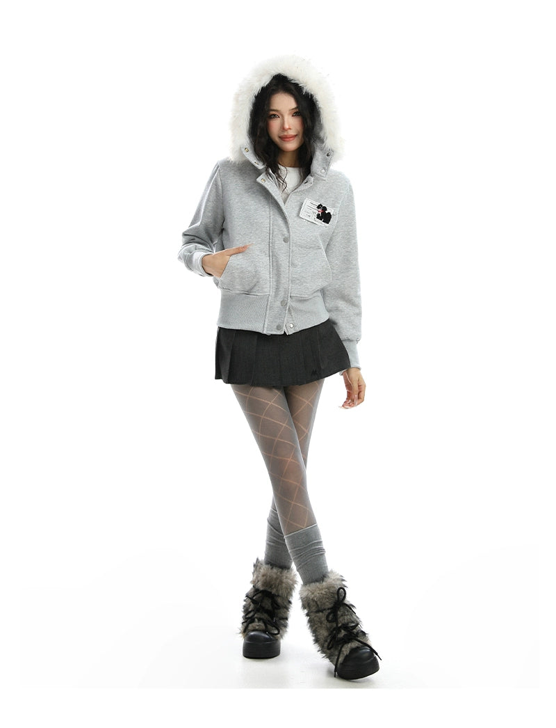 【25s Nov.】Detachable Fur-trimmed Camouflage Hooded Jacket