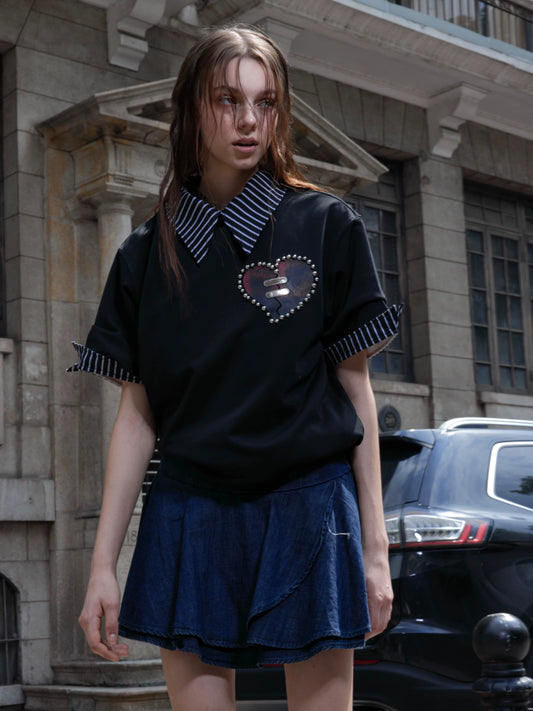 【25s Jul.】Metal Beads Heart Cracks Heavy T-shirt