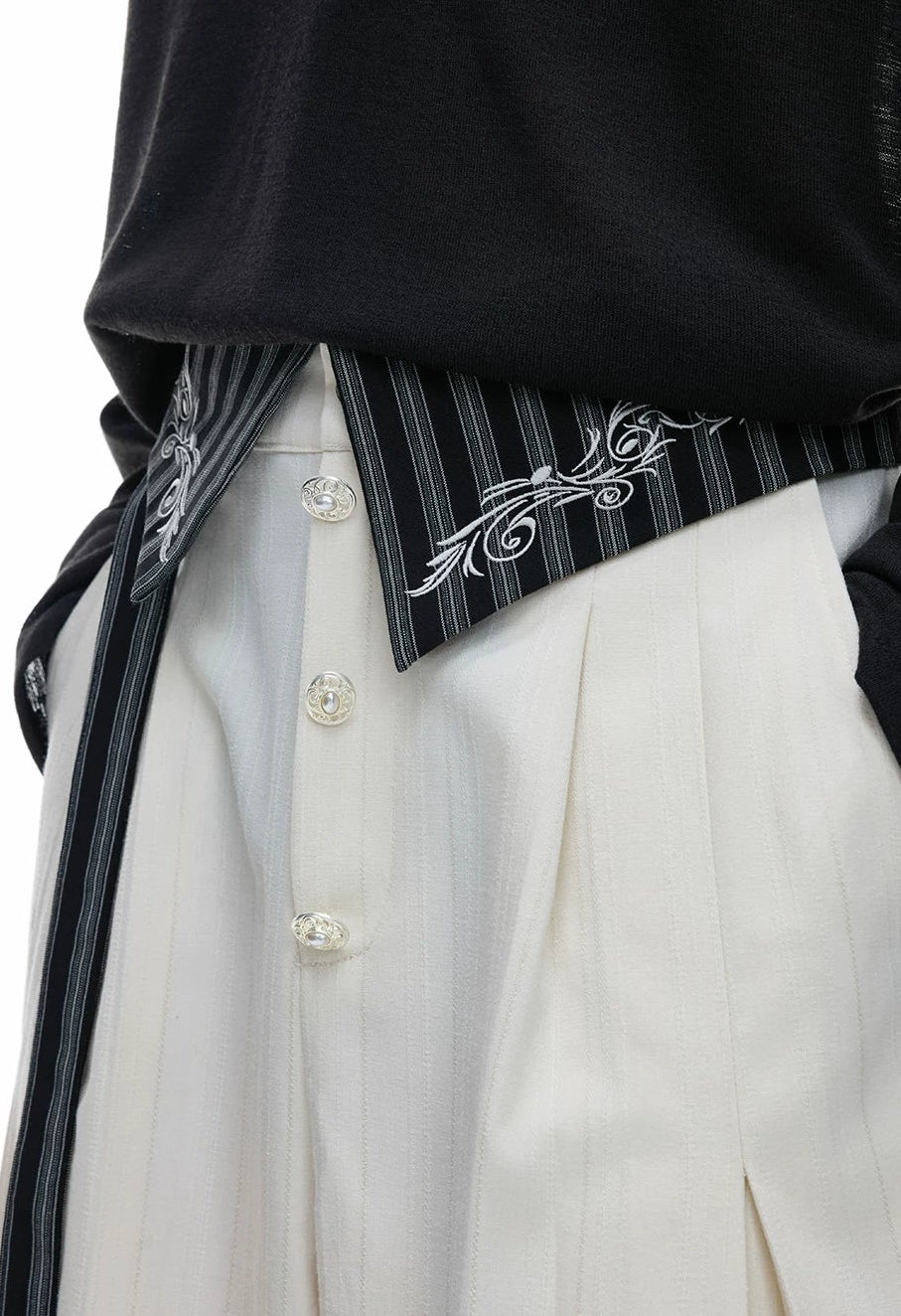 Embroidered Jacquard Wide-Leg Trousers