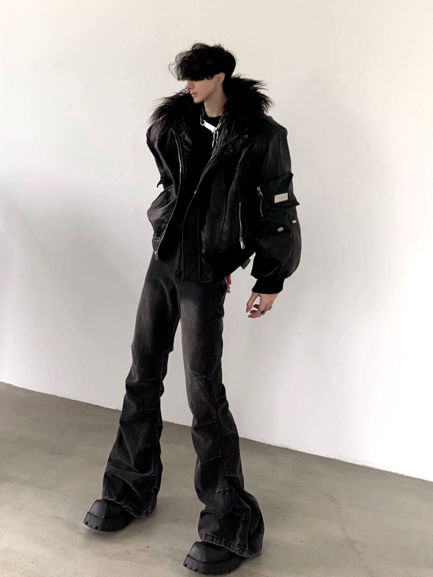 【25s Sep.】Punk Mountain Eagle Large Fur Collar Jacket