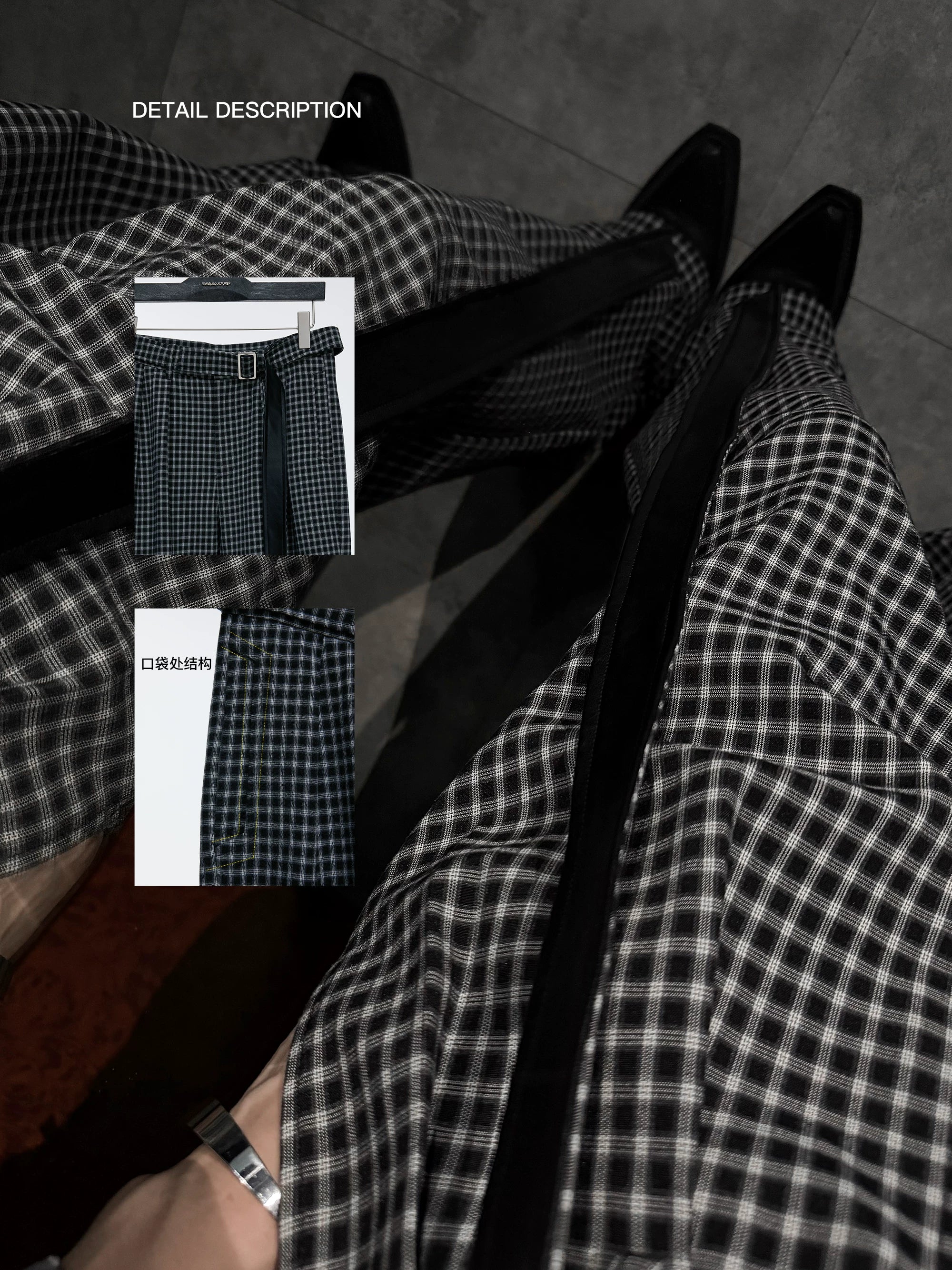 Vintage Plaid Wide-Leg Trousers