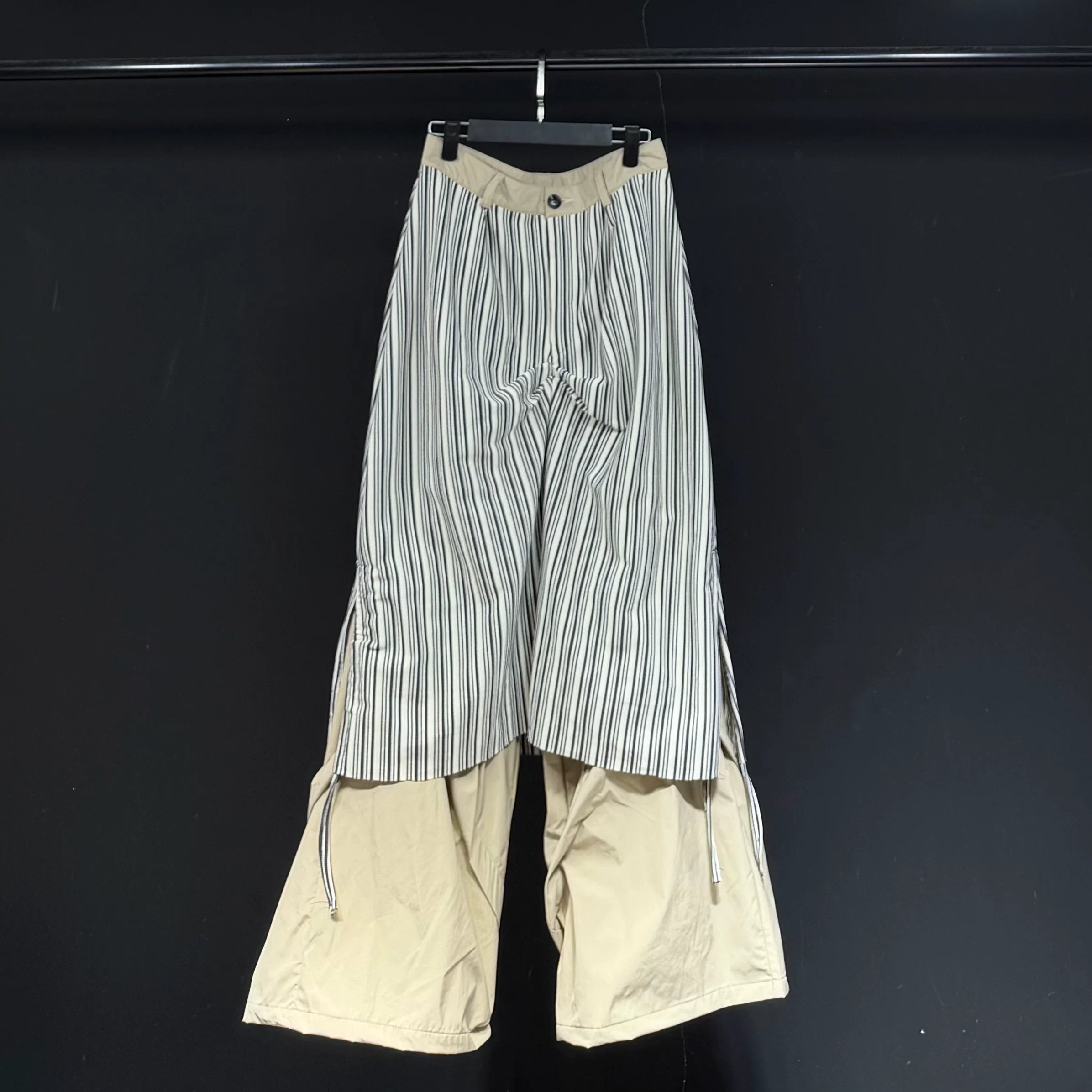 New Stripe Relaxed Pleated Flared Pants
