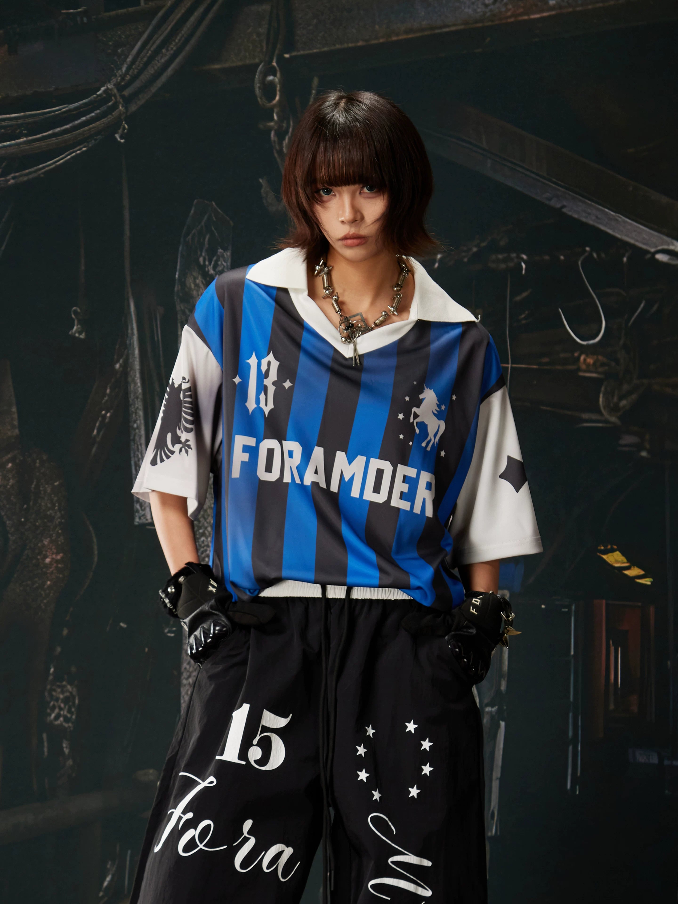 Blue Black Stripe Jersey Tee