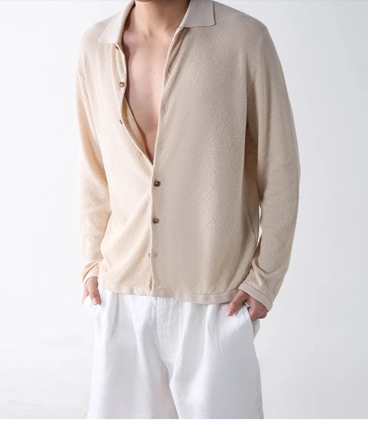 King's Gift Linen Blend Knit Cardigan