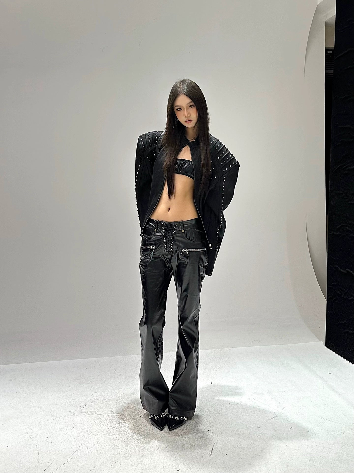 【25s Sep.】Studded Armor Oversized Stand Collar Jacket