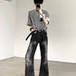 【25s Sep.】Vintage Pleated Lightning Pattern Jeans