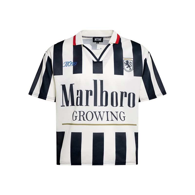 Vintage Letter Stripe Polo Jersey