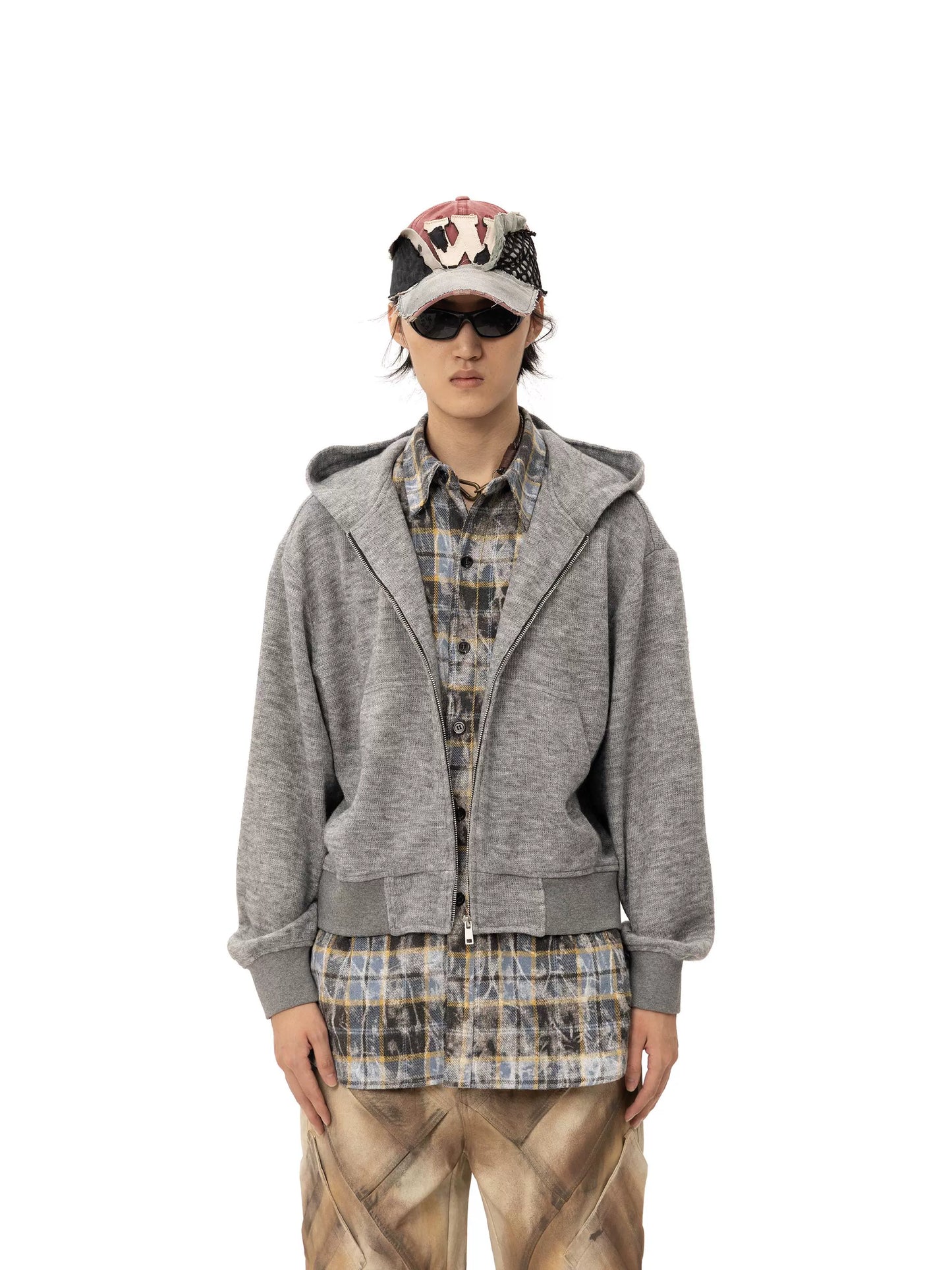 【25s Jan.】Multi-wear Plaid Patchwork Loose Coat