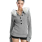【25s Nov.】Detachable Fur Collar Henley Collar Sweater