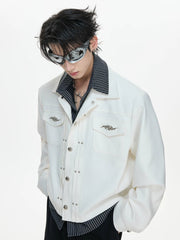 26s Feb.】Striped Faux-Layer Short Jacket