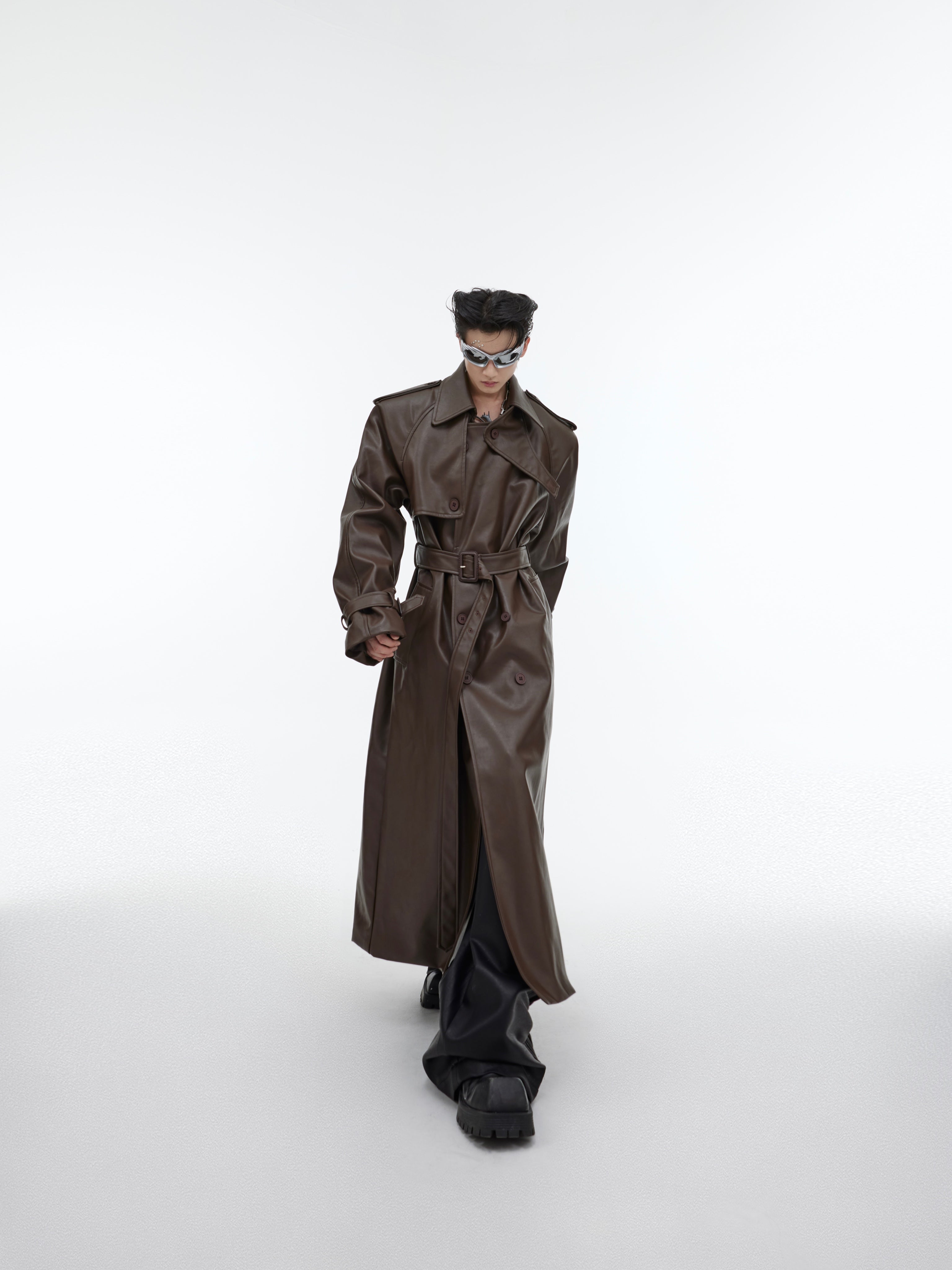 Deconstructed Silhouette PU Leather Coat – ArtsKoreanMan