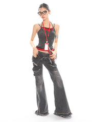【25s Apr.】Washed Rivet Distressed Jeans