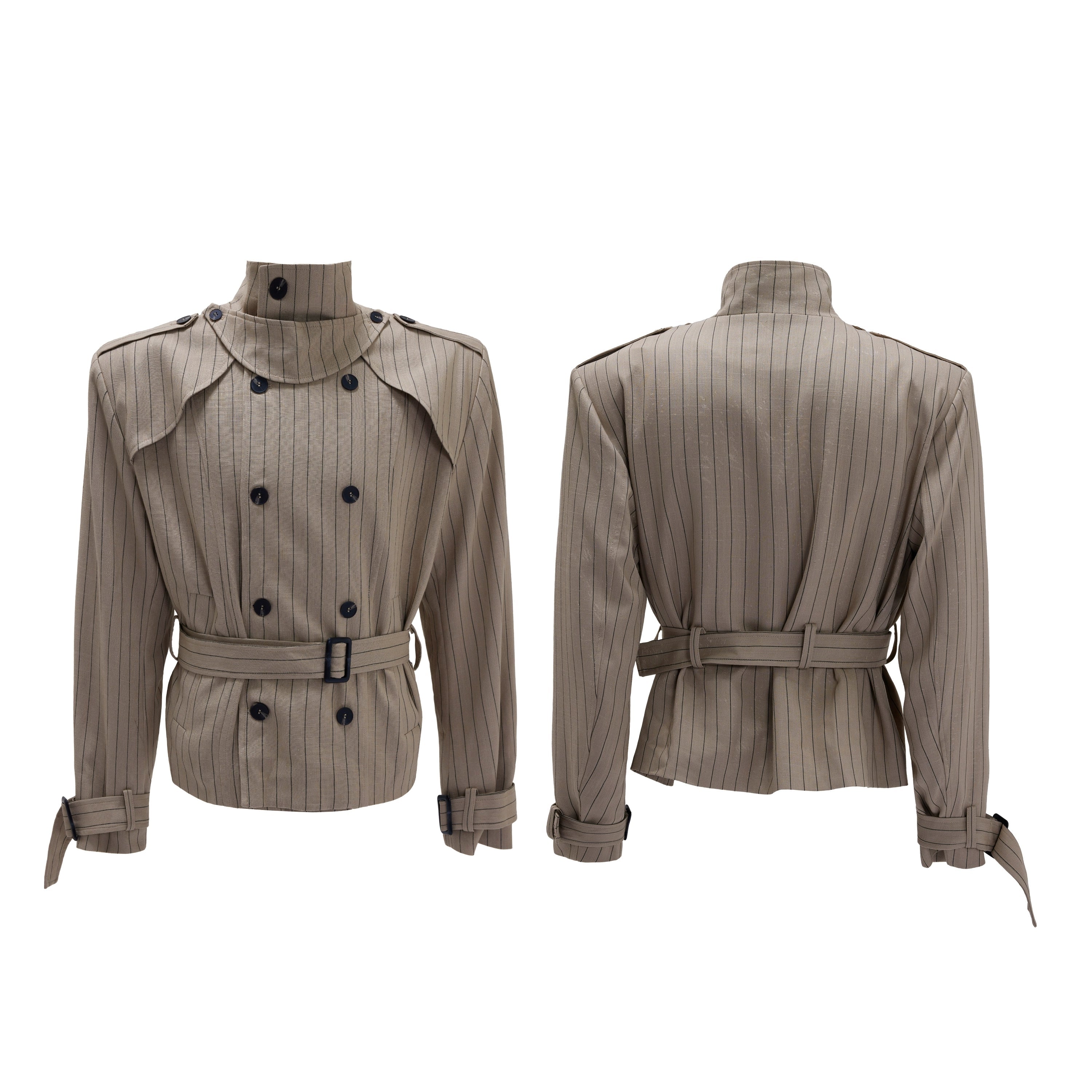 【25s Nov.】Striped Multi-panel Belted Jacket/Trousers