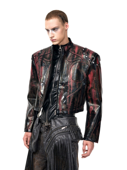 【25s Sep.】Cool Motorcycle Stand Collar Leather Jacket