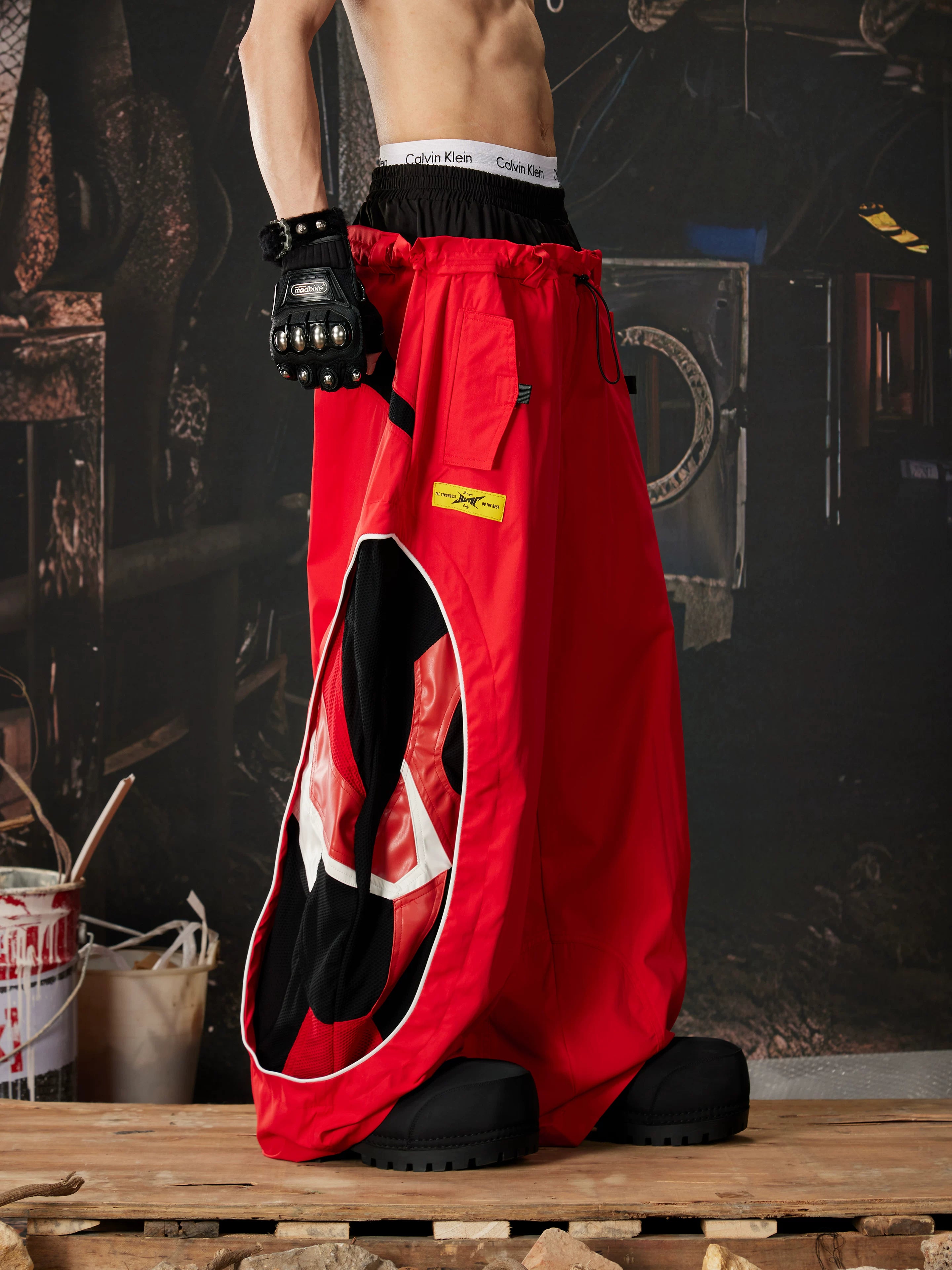 Deconstructed Racing Mesh Leather Pants