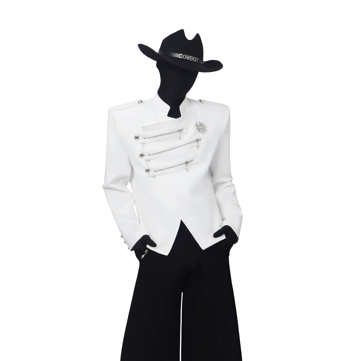 Deconstructed Knight Stand Collar Blazer