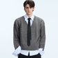 【25s Oct.】Shirt-paneled Button-down V-neck Sweater