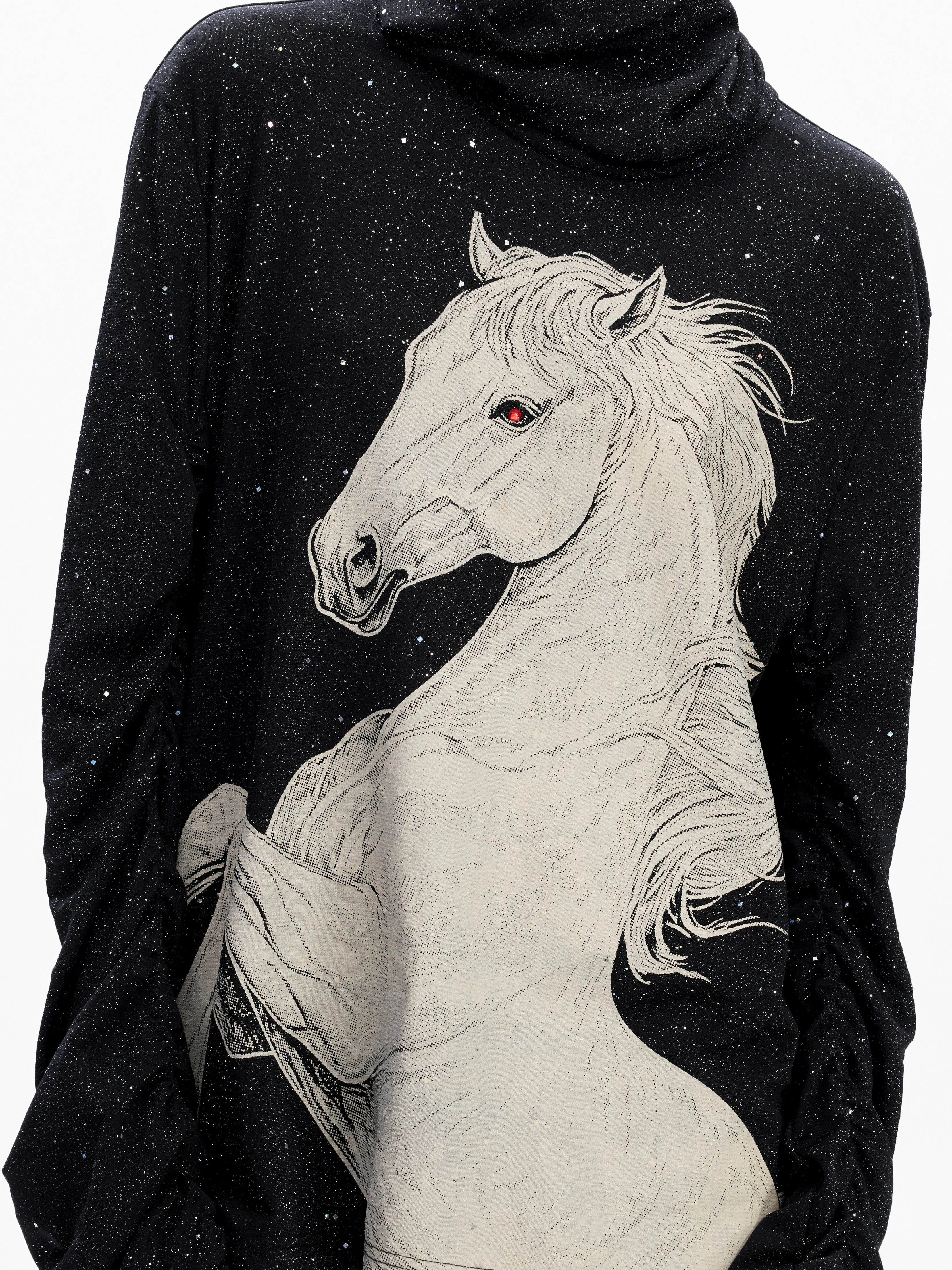 【26s Jan.】Delicate Sequined White Horse Print Top