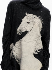 【26s Jan.】Delicate Sequined White Horse Print Top