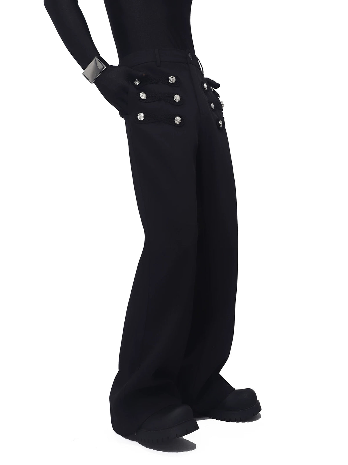 Braided Detail Flared Trousers