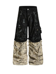 【26s May.】Paint Splatter Patchwork Camo Wide Cargo Pants