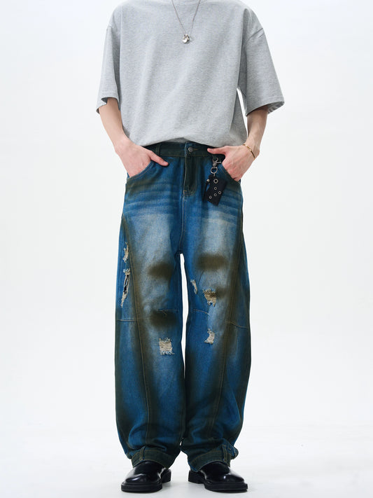 【25s Aug.】Distressed Straight-Leg Jeans