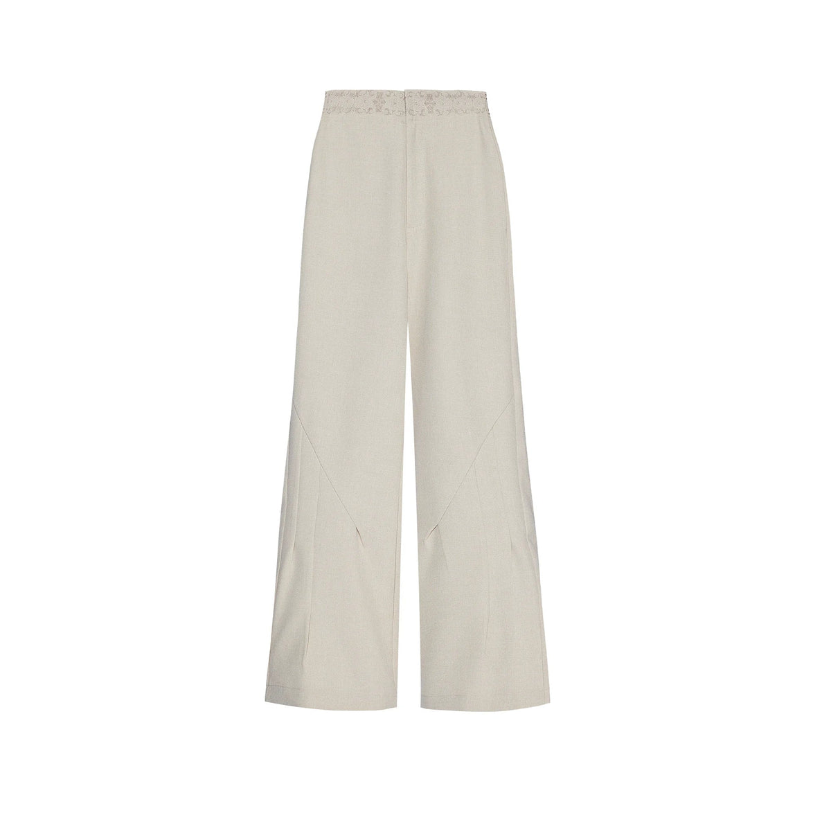 Textured Embroidered Jacquard Visor Flared Dress Pants