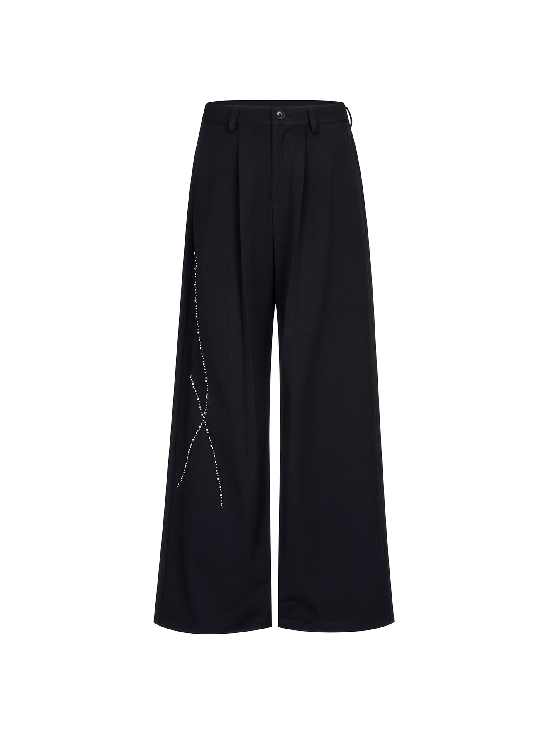 【25s Sep.】Patchwork Rhinestone Draped Suit Pants