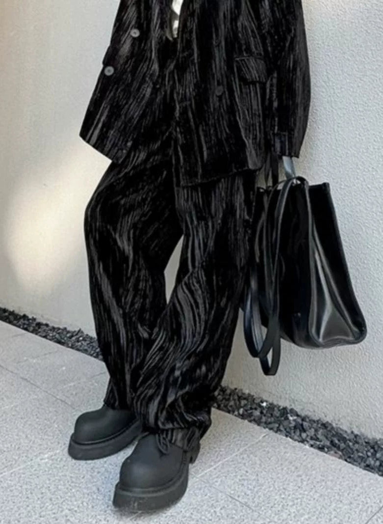 【26s Jan.】Retro Velvet Double-Breasted Suit Set