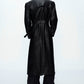 【25s Sep.】Deconstructed Crocodile-effect Metal Buttons Leather Coat