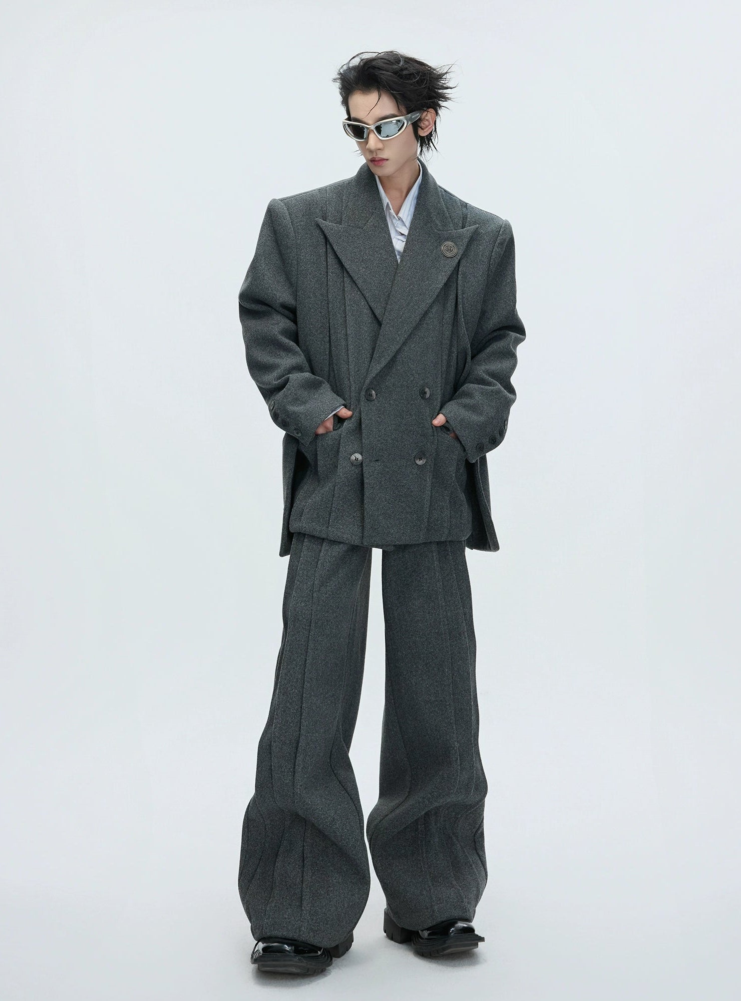 【25s Dec.】Haute Couture Tailored Wool Suit Jacket/ Trousers
