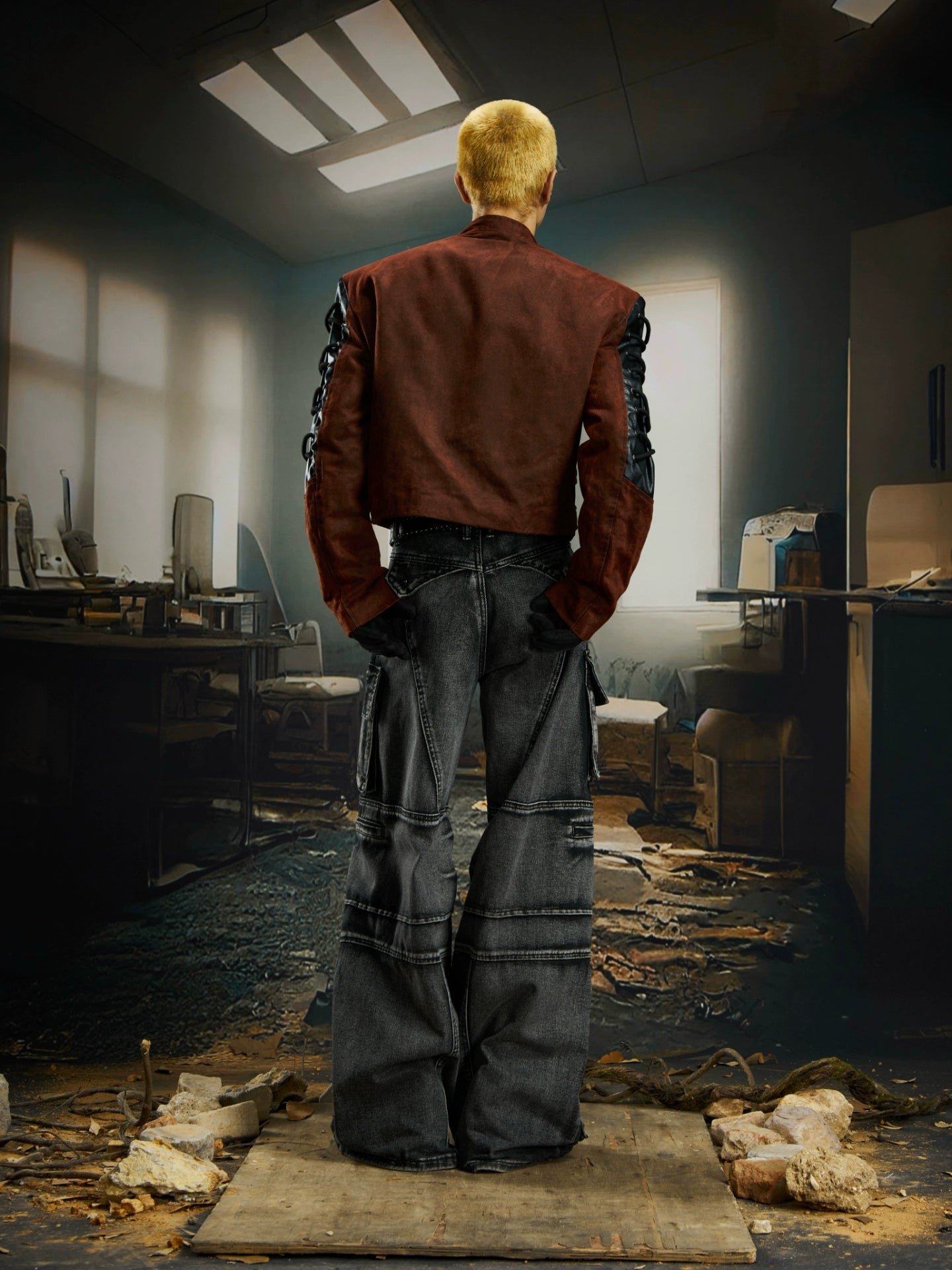 【25s Dec.】3D Double-layered Dark Leather Jacket