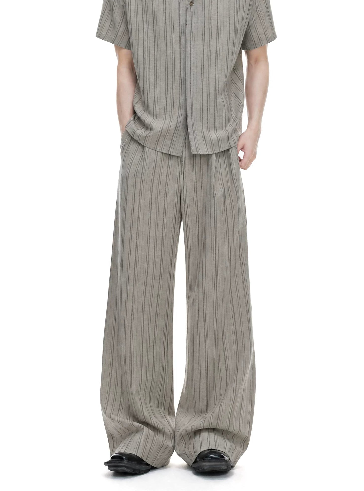 Vintage Stripe Cuban Collar Top / Pants