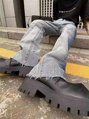 【25s Jul.】Contrast color tie-dye gradient flared jeans
