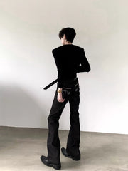 Music Note Raw Denim Flared Jeans